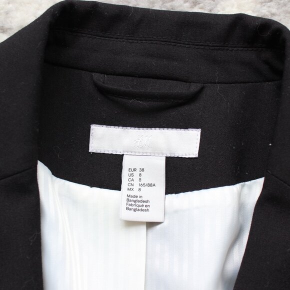 Women's H&M Black Lined Blazer, Size 8 - Picture 4 of 7